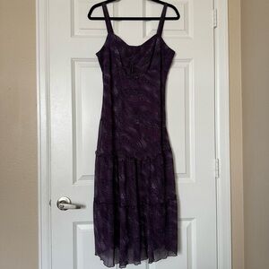 Vintage Y2K Purple Flowy Tiered Maxi Dress Size 10